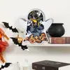 Enfeites de Fantasma de Madeira para o Halloween/Decoração de Cena de Cemitério de Fantasmas/Enfeites de Madeira de Múltiplas Camadas Pequenas Estátuas