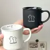 Taza de Cachorro de Color Sólido Escarchado, Modelo de Nicho de Pareja de Aspecto Elevado, Taza de Cerámica Personalizable Imprimible para Café