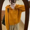 Cardigan Simples Estilo Cor Sólida com Capuz e Zíper Espessado 2024 Outono Novo Estilo Coreano Combinação Fácil Solto Slim Top Tricotado