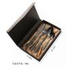 Set de cuatro piezas de cuchillo, tenedor y cuchara de acero inoxidable 410 con estampado de piel de serpiente transfronterizo, creativo estilo occidental, cuchillo dorado para bistec, set de regalo para hotel