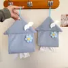 Nueva Caja de Pañuelos Linda con Forma de Casa de Aspecto Elegante Estilo Ins Caja de Pañuelos de Tela Sala de Estar Baño Caja Colgante para Papel Higiénico
