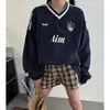 Comercio Exterior Europeo y Americano Retro Color de Contraste Secado Rápido Manga Larga Camiseta Estilo Holgado Perezoso Otoño Tendencia Marca Jersey Top Deportivo Sudadera