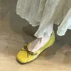 Primer Encuentro con los Zapatos Franceses Retro de Lazo, Nuevo Estilo de Primavera Zapatos Cuadrados de Tacón Medio para Mujer