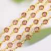 Cadena de Diamante de Vidrio con Borde de Zircón de Color Conservante Color Cobre Puro 6.8mm Accesorios para Joyería DIY Pulsera Materiales Hechos a Mano