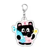 Chaveiro Acrílico Fofo Gato Luo Xiaohei Transfronteiriço, Pingente Pequeno Gato Preto, Decoração de Mochila, Chaveiro Personalizado Atacado