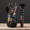 Conjunto de Seis Peças para Cerimônia do Chá Tubo de Armazenamento, Tubo de Chá Individual, Pote para Armazenamento de Ferramentas de Preparo de Chá, Garrafa para Cerimônia do Chá, Pequeno Vaso, Porta-Canetas de Mesa