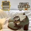 Zapatos Franceses Retro de Tacón Alto con Lazo para Mujer, Nuevo Estilo Primavera 2026 para Personas Bajas para Usar con Faldas y Zapatos Mary Jane de Tacón Grueso