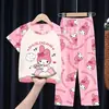 Pijama de Verano para Niños de Tailandia, Camiseta de Manga Corta y Pantalones Cortos, Delgado, Infantil, Nuevo 2025, Ropa de Casa para Niños, Traje para Niños Medianos y Grandes