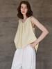 Colete de Linho Europeu e Americano Transfronteiriço Bainha em Linha A Verão Feminino Elegante Solto Sem Mangas Costas Abertas Design Top de Linho