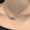 [Amor Arco-Íris] Colar Amor Dopamina Primavera e Verão Corrente Clavicular Choker Nicho Doce Colar Gola