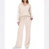2025 Amazon Europeu e Americano Outono e Inverno Nova Moda Casual Feminino Manga Longa Cordão Cor Sólida Roupa de Trabalho Conjunto de Calças para Mulheres