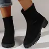 Nuevas elegantes botas de tobillo de plataforma con tacón grueso de ante, puntera redonda, suela fina, talla grande, estilo coreano, comercio exterior transfronterizo, Botas Martin para mujer