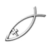 Adesivo de Metal Cruz Tridimensional Peixe-Shaped em Branco Adesivo para Carroceria de Carro Peixe-Shaped Adesivo Personalizado para Carroceria de Carro Peixe de Jesus Shaped J14