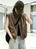 Chaleco casual sin mangas suelto para mujer, nuevo diseño primavera y otoño 2026, versátil para usar en capas, con cordón y cuello alto