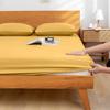 Capa de Cama Cor Sólida Conjunto de Três Peças Algodão Lavado Capa Protetora de Colchão Cobertura Total à Prova de Poeira Lençol de Cama para Dormitório Estudantil Capa de Cama Amiga da Pele