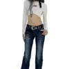 Calça jeans flare de cintura baixa estilo americano para primavera e outono de 2026, nova calça longa retrô elástica slim fit