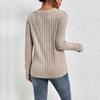Pulóver de punto con textura acanalada, cuello en V, puntada de encaje, ajuste slim, camiseta, top, nuevo para Otoño 2024, transfronterizo europeo y americano