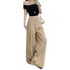 Pantalones anchos de pierna ancha, holgados, de cintura alta, estilo coreano, con efecto de caída, pantalones casuales para mujer, moda versátil de otoño, pantalones sencillos de longitud completa