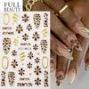 Adesivos de Unhas Artísticas Novos Transfronteiriços Outono e Inverno Vinho Marrom Azul Flor Anel Pendurado Micro-Esculpido Adesivos de Unhas Atacado