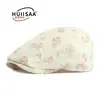 Boina Jacquard Floral Respirável Nova de Verão para Mulheres, Boné de Pico Retro Estilo Étnico, Boné Versátil Casual para Frente
