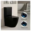Inodoro cerámico negro mate de un solo agujero tipo australiano dividido redondo empotrado horizontal para montaje en pared