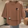 2026 Primavera/Verão Novo Versátil Popular Casual Simples Camiseta Manga Sete Top Estilo Coreano Moda Feminina Gola Redonda
