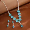 Collar de Amatista Estilo Europeo y Americano Nupcial Versátil Aretes de Pedrería Set de Dos Piezas