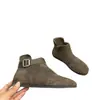 Botas de Cano Curto Birkenstock com Fivela Redonda Estilo Retrô Femininas 2026 Nova Coleção Outono Inverno Versátil Zíper Lateral Temperamento Confortável Botas Martin