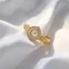 Anillo de Reloj de Oro Nuevo Estilo Transfronterizo, Estilo Europeo y Americano, Anillo Personalizado de Lujo Ligero para Dedo Índice de Pareja, Tendencia de Regalo para el Día de San Valentín Qixi