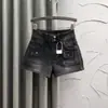 Shorts de Mezclilla Negros de Cintura Alta para Mujer, Corte Delgado, Diseño Elegante y Moderno para Verano, Estilo Hot Girl, de Pierna Ancha, Tipo A, Hot Pants