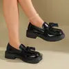 Comercio electrónico transfronterizo, talla grande, nueva colección primavera/otoño 2026, mocasines de tacón grueso para mujer, estilo británico, sin cordones, de tacón bajo, zapatos pequeños de piel