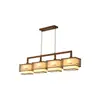 Luz principal de sala de estar estilo chino, candelabro de estilo chino nuevo, lámpara de techo Zen con borlas vintage y pintura a tinta, accesorio de iluminación de cobre puro y madera natural