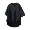 Nova Camiseta Casual Masculina de Manga Curta para o Verão de 2026 Estrutura Resistente de 240g Camiseta Pulôver Estilo Zíper para Homens