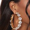 Nuevos accesorios de Amazon, pendientes de diamantes de imitación redondos de moda, pendientes Super Flash de estilo discoteca de moda europea y americana.