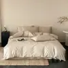 Conjunto de quatro peças jacquard 100% algodão, cetim de fibra longa 50 fios, estilo retrô simples, lençol de canto arredondado 40 fios, elegante nórdico