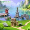 Paisaje en miniatura, pagoda de piedra simulada creativa y pabellón para paisajismo, bonsái de jardinería, accesorios decorativos DIY y pequeños adornos para terrarios