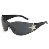 Gafas de Sol Europeas y Americanas Nuevas Y2K Mileniales Hot Girl Sin Marco Estrella de Cinco Puntas Una Pieza Estilo Aviador para Mujer