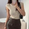 Corea del Sur Dongdaemun Nueva Retención recomienda Figura Femenina Hebra Decorativa Cuello Alto Tejido Camiseta Base