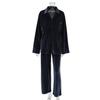 Otoño 2024 nuevo elegante temperamento color sólido solapa gamuza camisa superior cintura elástica pantalones pijama conjunto de dos piezas