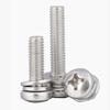 Tornillos de cabeza plana de acero inoxidable GB9074.4, combinación triple, M2M2.5M3M4M5M6M8/304, con almohadilla de resorte plana