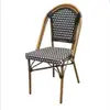 Mesa y Silla de Exterior de Fábrica Combinación Metal Mimbre Retro Silla de Comedor Francesa Interior y Exterior B&B Balcón Patio Silla Individual