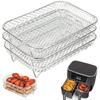 Accesorios de parrilla multicapa para freidora de aire de acero inoxidable 304, rejilla deshidratadora apilable de doble o triple capa, rejilla de filtro
