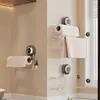 Portarrollos de papel de cocina con ventosa, estante de papel para armario, portarrollos de almacenamiento de film transparente, barra colgadora de trapos perezosa sin taladro