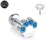 Brincos Populares Transfronteiriços de Liga de Titânio F136 Garra de Gato Inlaid com Zircônia G23 Rosca Interna 0.9 Dente Lip Ring Brincos para Lóbulo da Orelha
