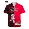 Camisa Informal de Moda Transfronteriza, Estampado Digital 3D de Papá Noel, Copo de Nieve, Árbol, Manga Corta, Camisa Ultradelgada