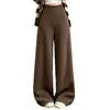 Pantalones de Pierna Ancha Caídos de Cintura Alta Estilo Coreano Otoño/Invierno para Mujer, Estilo Perezoso, Suaves y Ajustados, Largo hasta el Suelo, Sueltos, Cubren las Caderas, Estilo Casual