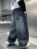 Jeans Anchos Sueltos para Niños con Diseño Bordado Sentido para Niños Medianos y Grandes Otoño Nueva Llegada Marca de Moda Casual Pantalones Largos Otoño Trendy