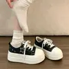 Zapatillas de lona con cordones y suela blanda, zapatos de lona juveniles y modernos para mujer, zapatos blancos de suela gruesa para otoño 2026, zapatos casuales para mujer que aumentan la altura