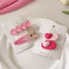 2024 Nuevo Pasador de Amor para el Cabello para Mujer Lindo Rosa Lateral Pinza para Flequillo Pequeño Adorno para la Cabeza Pasador Dopamina