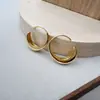 Pendientes Europeos y Americanos Estilo Ins Elegantes Exagerados Brillantes Forma de Gota Latón Dorado Real 18K Chapados en Oro Pendientes con Gancho para la Oreja
